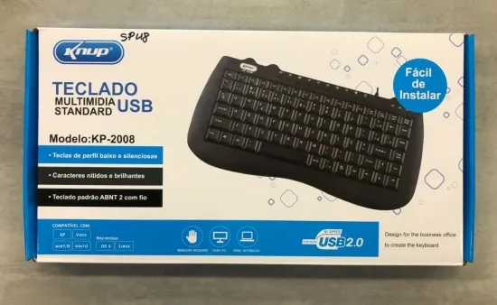 Teclado Mini USB Knup KP-2008 Multimídia Stanard