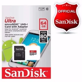 Memória Micro SD 64GB SanDisk Class 10