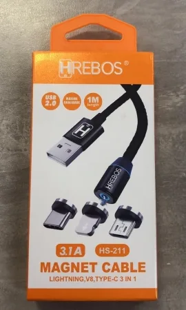 Cabo USB Magnético Hrebos HS-211