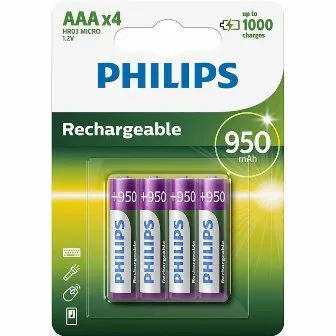Pilha AAA Recarregável 950MAH Philips com 4