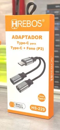 Adaptador Type C Fone Carregador Hrebos HS-229