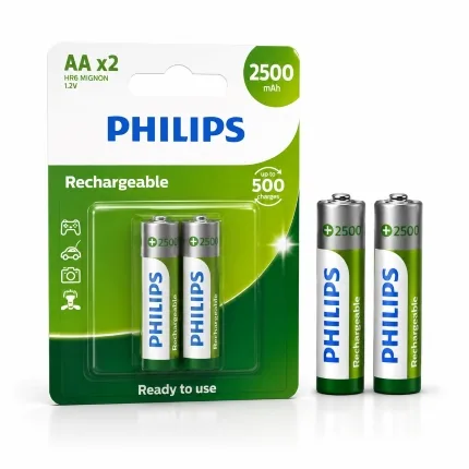 Pilha AA Recarregável 2500MAH Philips R6B2RTU25