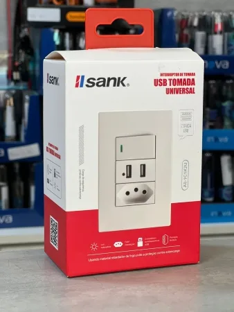 Interruptor Tomada USB Universal Sank A8-1C1K2U