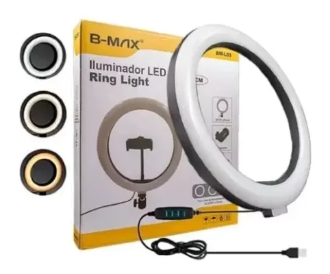 Iluminador LED Ring Light B-Max BM-L03 com Tripe