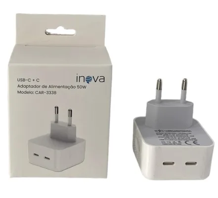 Carregador Tipo C Duplo 50W Inova CAR-3338