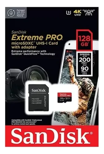 Memória Micro SD 128GB SanDisk Extreme Pro 200MB