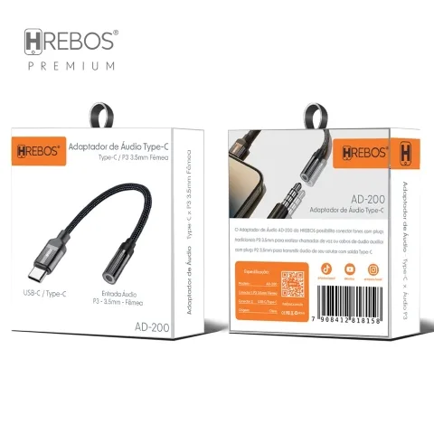 Adaptador Áudio Tipo C Hrebos AD-200