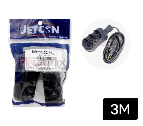 Extensão PP 3M Jetcon 3 Tomadas