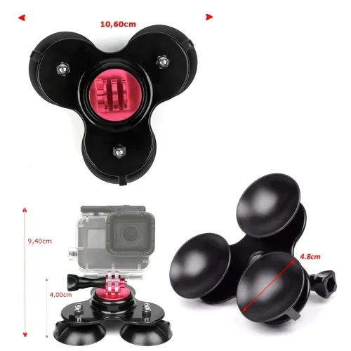 Suporte GoPro Ventosa Tripla