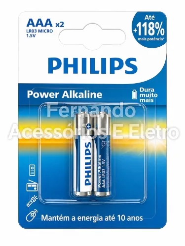Pilha AAA Alcalina Philips C/2