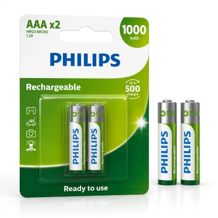 Pilha AAA Recarregável 1000MAH Philips R03B2RTU10