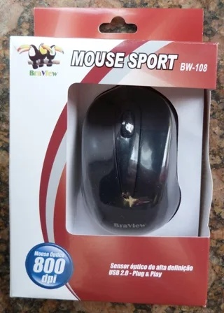 Mouse USB Retrátil Braview BW-108 Preto